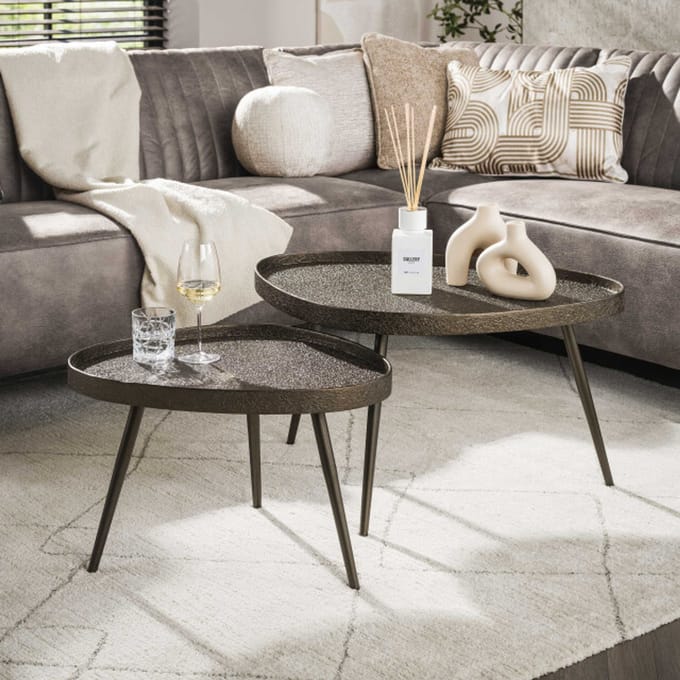 Hoyz Collection - Salontafel Organic Driehoekig Set Van 2 - Brons Liquid Metal