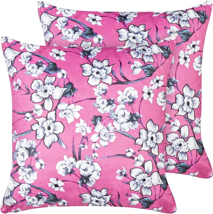 KOELERIA - Sierkussen set van 2 - Fuchsiapaars - 45 x 45 cm - Fluweel