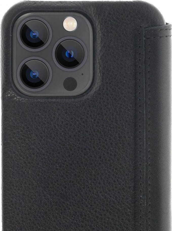Minim Apple iPhone 13 Pro Hoesje Echt Leer Book Case Zwart