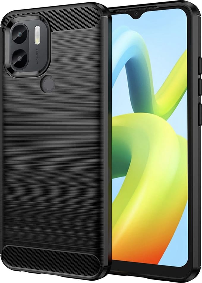 Hoesje geschikt voor Xiaomi Redmi A2 Plus / Redmi A1 Plus - Techsuit Carbon Silicone Back Cover - Zwart