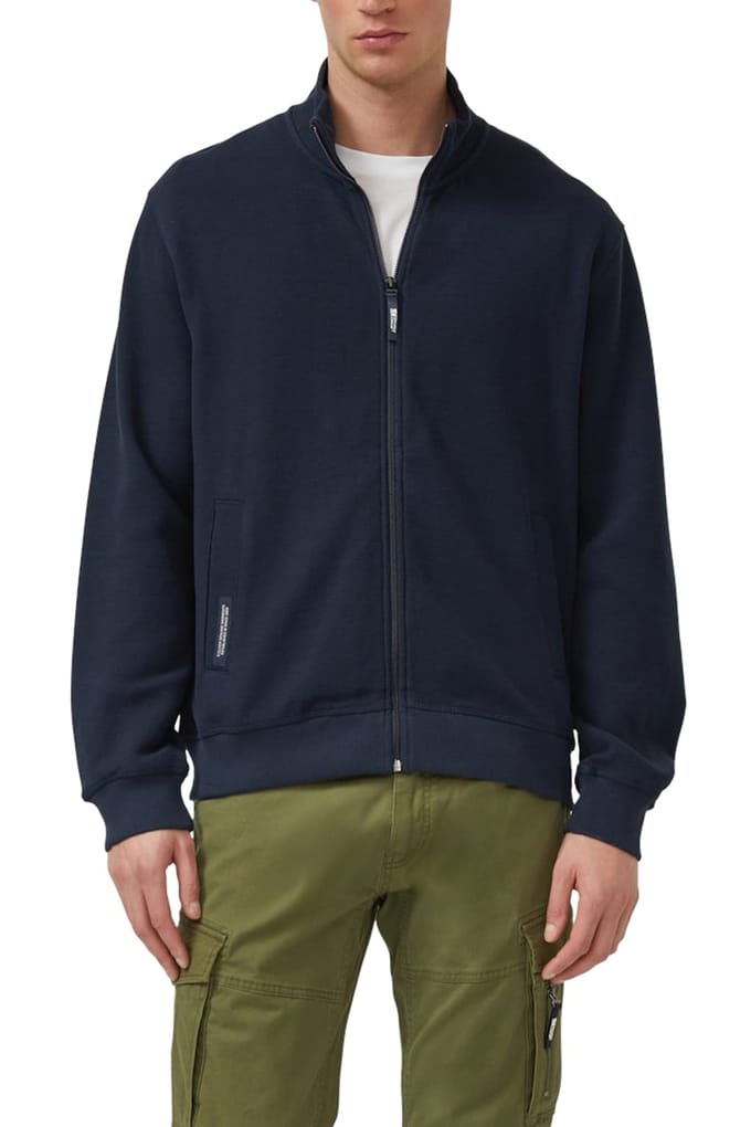 s.Oliver - male - Gestructureerd sweatshirt jack met opstaande kraag