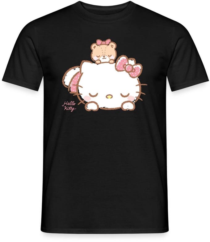 Hello Kitty Met Teddy Op Haar Rug T-Shirt Heren