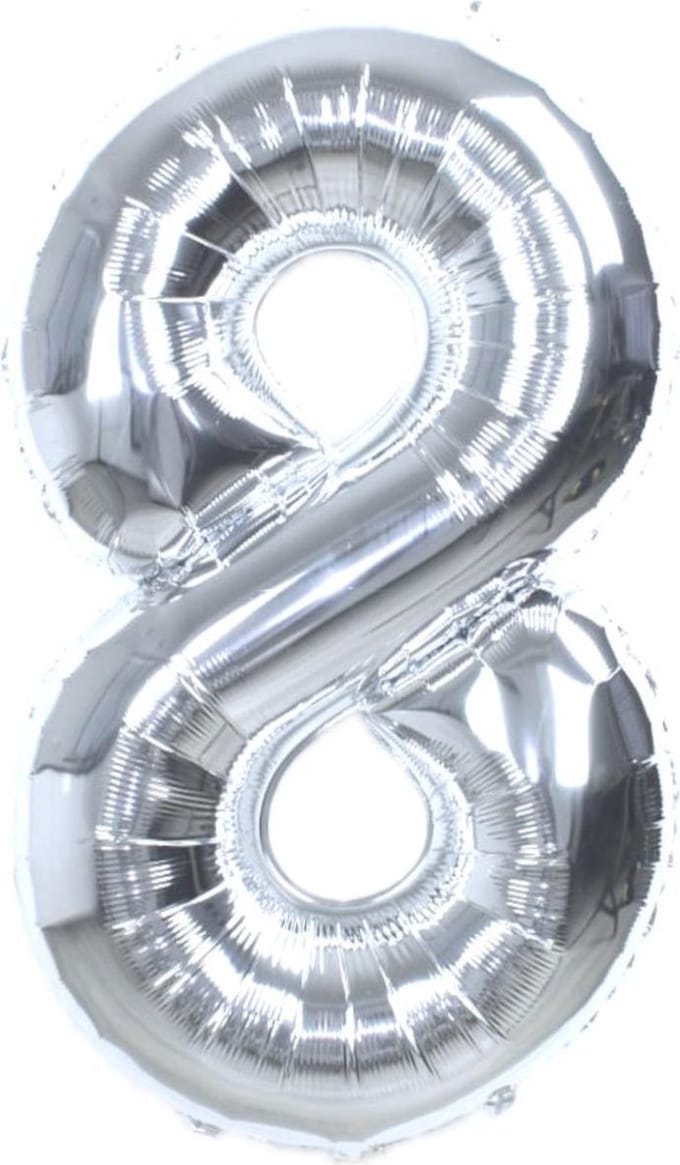 New Age Devi - Cijferballon - Folieballon - 70cm - Zilver - Cijfer 8