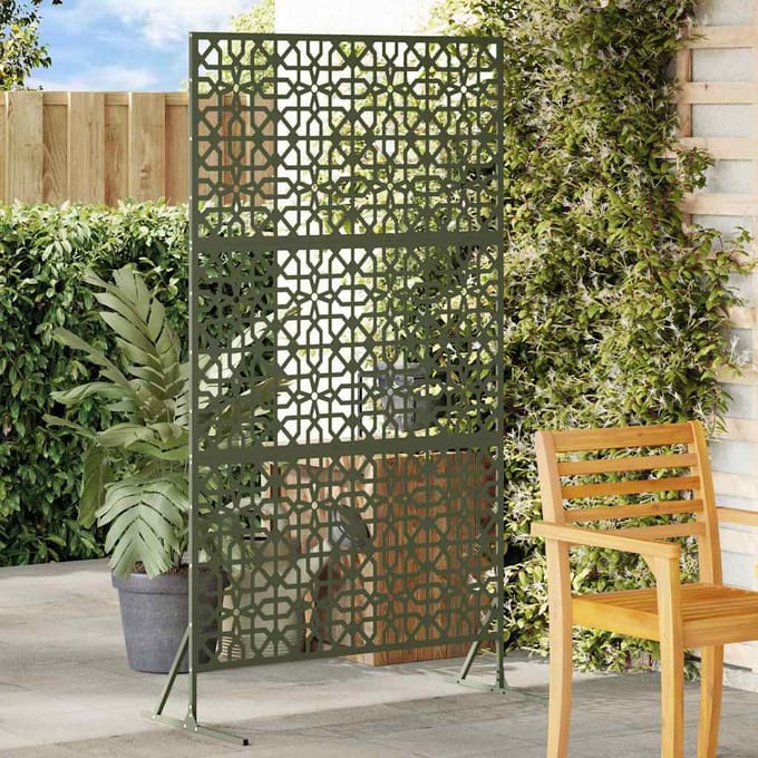 vidaXL - Privacyscherm - 100 - x - 50 - x - 180 - cm - Staal - Olijfgroen