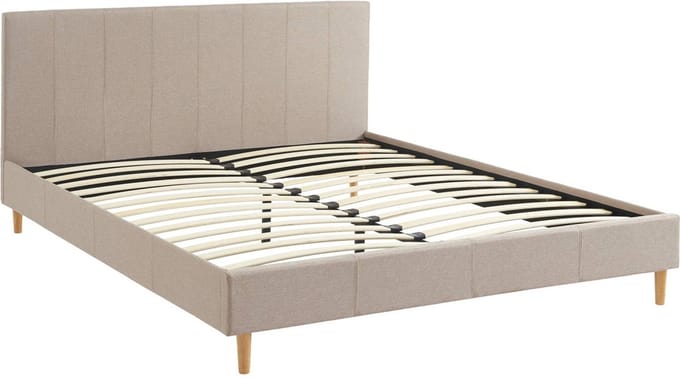 sweeek - Bed met lattenbodem en hoofdeinde, stoffen afwerking, b211 x d1675 x h89cm