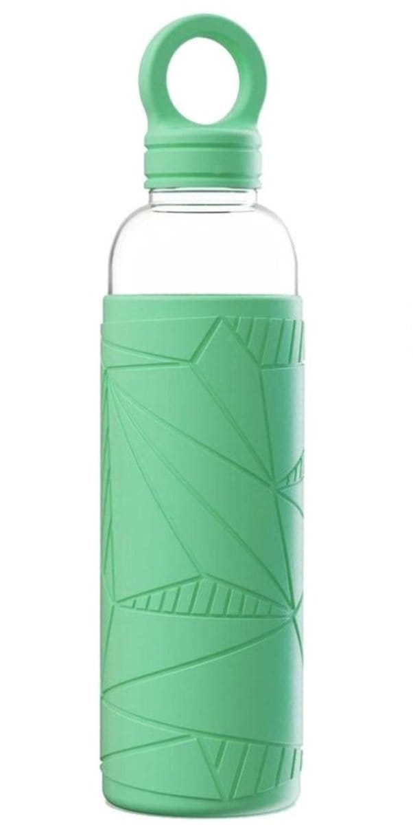 Drinkfles 2 Go Groen 550 ml - Borosilicaat Glas - Duurzame Herbruikbare Waterfles
