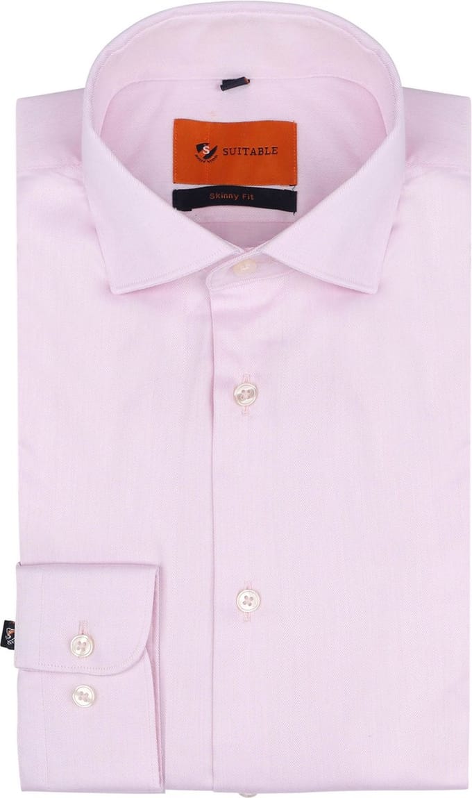 Suitable Overhemd Roze Skinny Fit - Maat 37 - Heren - Overhemden Formeel
