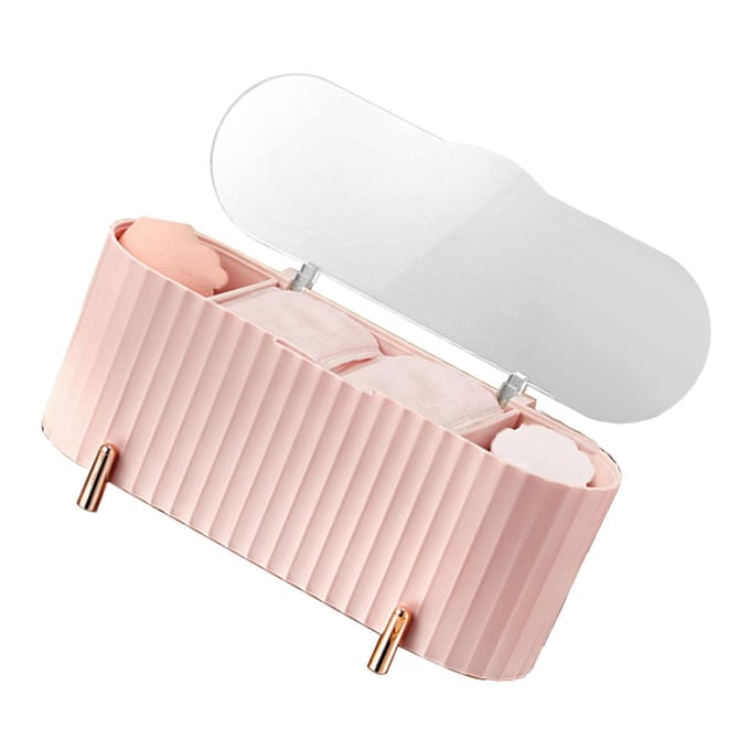 Stofdichte Make-up Organizer Doos Plastic Wattenschijfjes Opbergcontainer met Deksel Voor Badkamer Thuis white