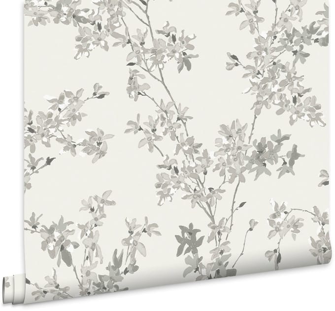 Laura Ashley Forstyhia Behang - Planten - 10mx52cm - Grijs