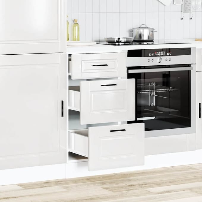 vidaXL - Onderkast - "Porto" - Hoogglans - Wit - Bewerkt - Hout