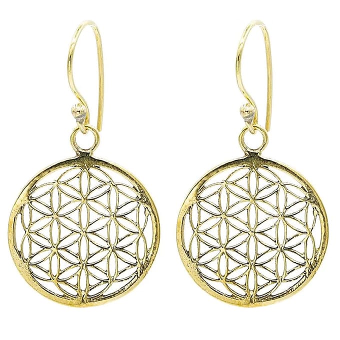 oorbellen messing goudkleurig - Flower of life