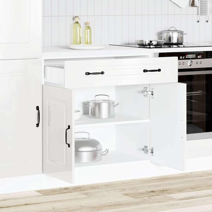 vidaXL - Onderkast - Kalmar - bewerkt - hout - hoogglans - wit