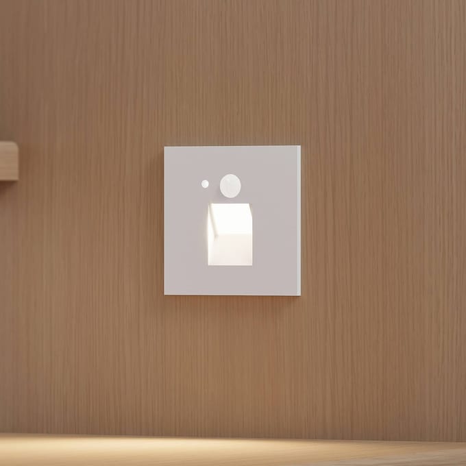 Arcchio LED inbouwlamp Neru, 7 cm, wit, hoekig, sensor