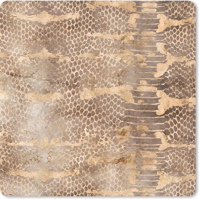 Muismat 20x20 cm - Mousepad Dierenprint - Slang - Goud - Luxe - Muismatten