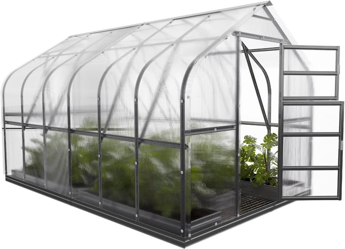 Tuinkas KLASIKA Standard PREMIUM 2,5m x 4m, 6mm polycarbonaatbekleding met 2 automatische dakopeners