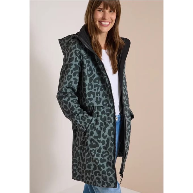 Softshell-jas met capuchon en luipaardprint