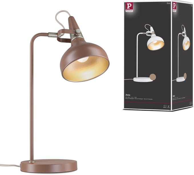 LED-tafellamp Juna Style E14 max. 20W Nougat Metaal