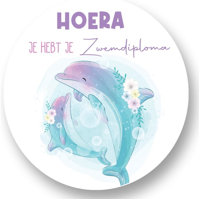 10 x Sticker Zwemdiploma - Sticker - zwemdiploma - Dolfijn - cadeausticker - sticker - 40 mm - Sluitzegel - Sluitsticker - Cadeausticker - RoNa Design