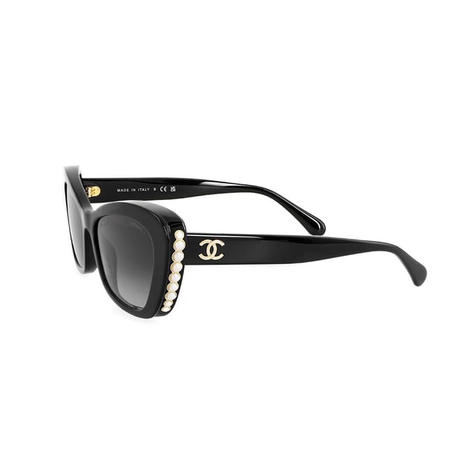 Lunettes de soleil œil de chat décorées du logo Chanel pour femmes Noir CH5481HC622S6 Basic Packaging-Eyeglass Case+Box,56mm,Black