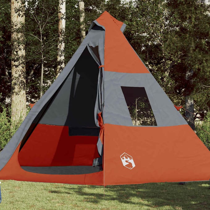 Tipi Tente de Camping pour 7 Personnes Orange Imperméable