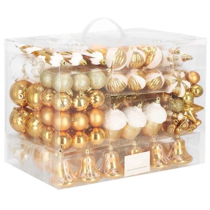 Springos Kerstballen | Kerstversiering | Onbreekbaar | 153 Stuks | Goud/Wit
