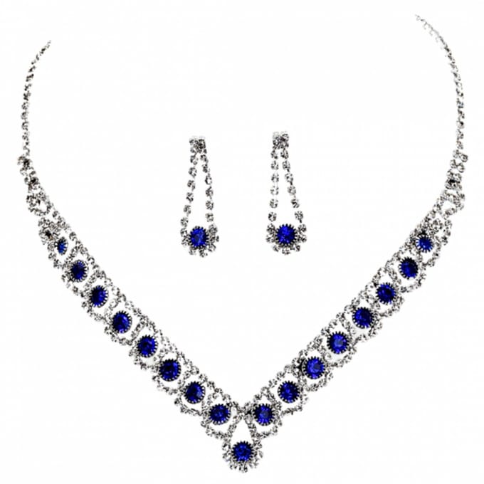 2-Delige Bruidsset -Saida-blauw - Charme Bijoux