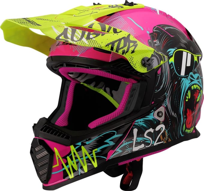 LS2 MX437 Fast II Mini Gorilla Paars 06 Kids Crosshelm - Helm