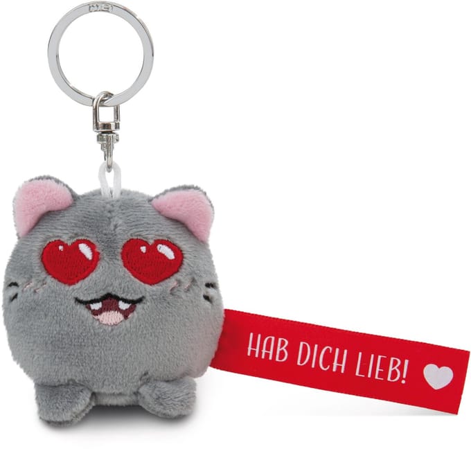Sleutelhanger kat "Love you!" rood 5cm