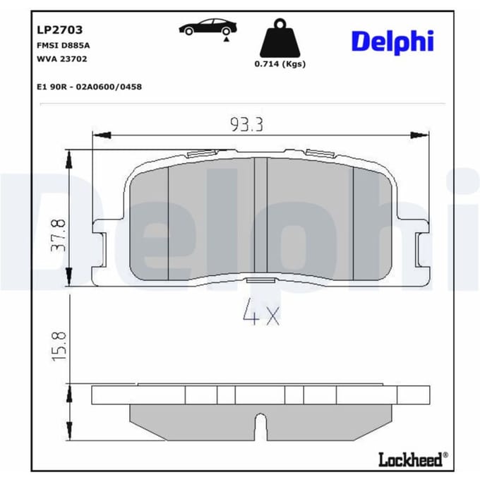 Remblokkenset, schijfrem DELPHI LP2703
