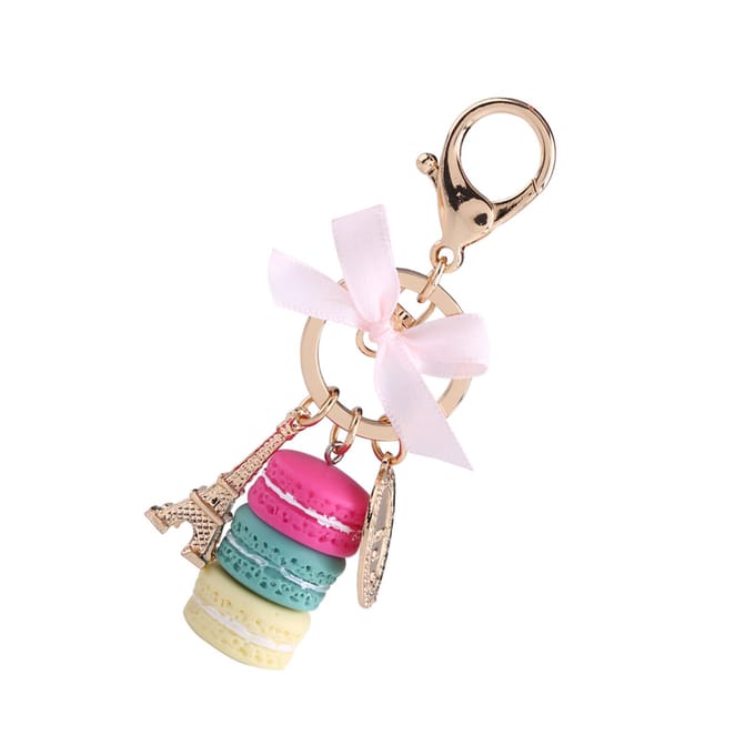 Kleurrijke Schattige Macaron Eiffeltoren Sleutelhanger Sleutelhanger Tas Hanger Auto Charm Decoratie(Roosrood)