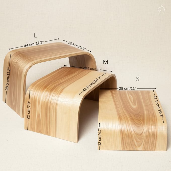 Verstelbare houten opstapjes - Set van 3 - Kers