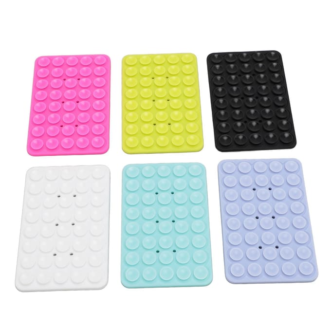 6 stuks Zuignap Telefoonhoes Houder Multifunctionele Dubbelzijdige Siliconen Zuignap Telefoonstandaard Antislip Telefoonhouder voor yellow