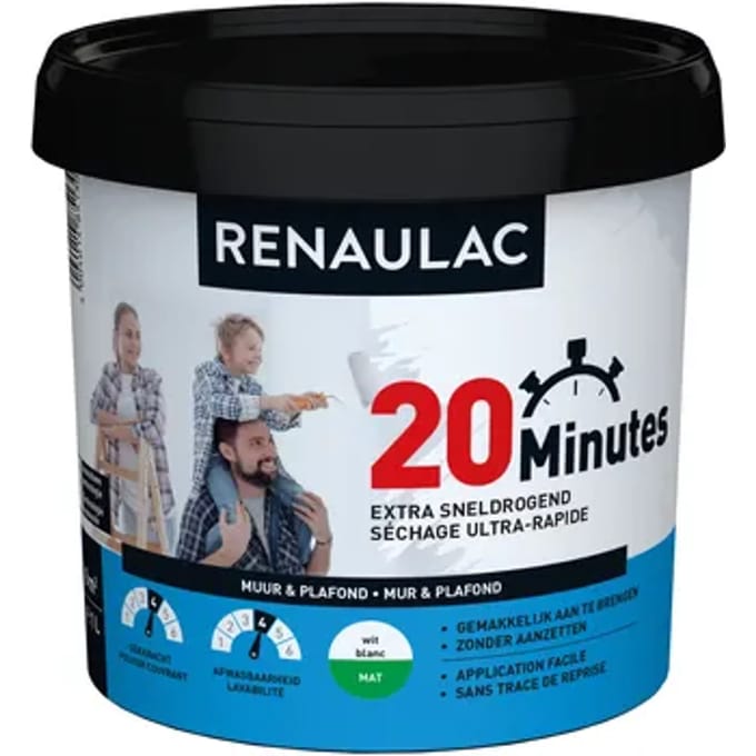 Renaulac 20 Minutes Muurverf - Mat - Wit - 1l