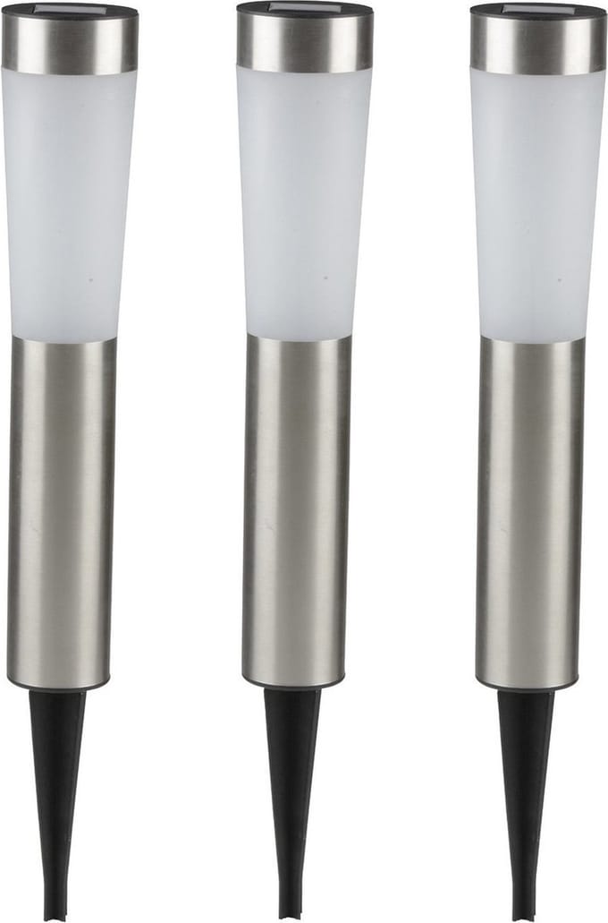 Grundig Prikspot - 12x - solar - tuinverlichting - RVS - 56 cm