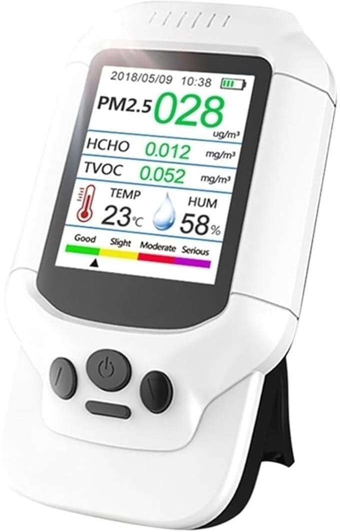 Luchtkwaliteitsmeter - Lucht Analysator - Thuis Meten - Draagbaar Met Sensor - 320x240 Resolutie - Wit