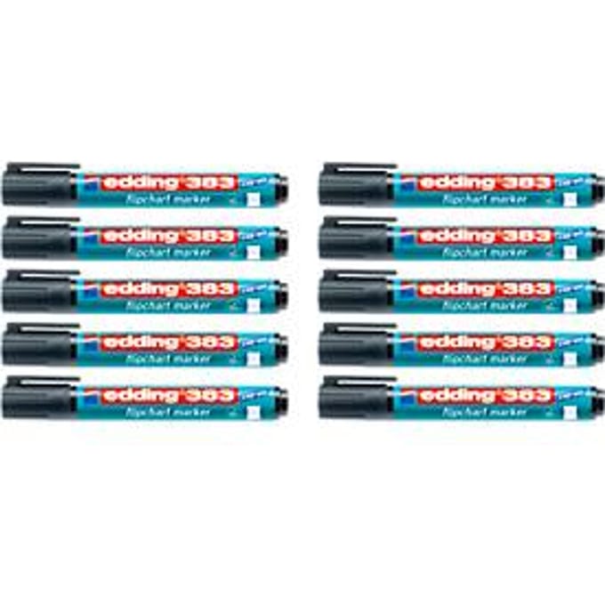 edding 383 flipchartmarker, wigvormige punt, zwart, 10 stuks