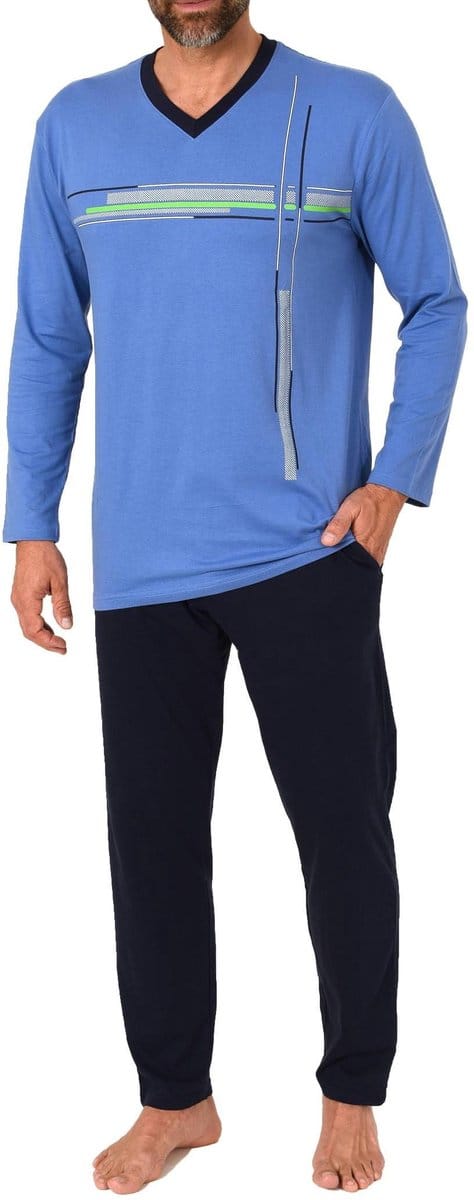 Elegante herenpyjama met lange mouwen en frontprint - ook in oversizes