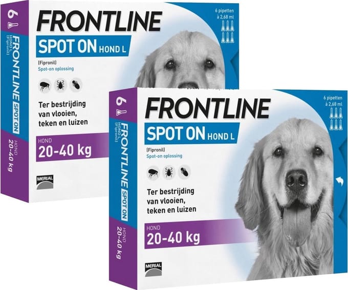 Frontline Spot On 3 - L - Anti vlooien en tekenmiddel - 2x6st