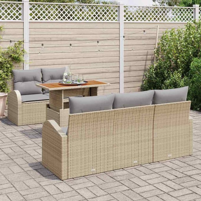 vidaXL - Tuinbank - Set - 6 - st - beige - en - lichtgrijs
