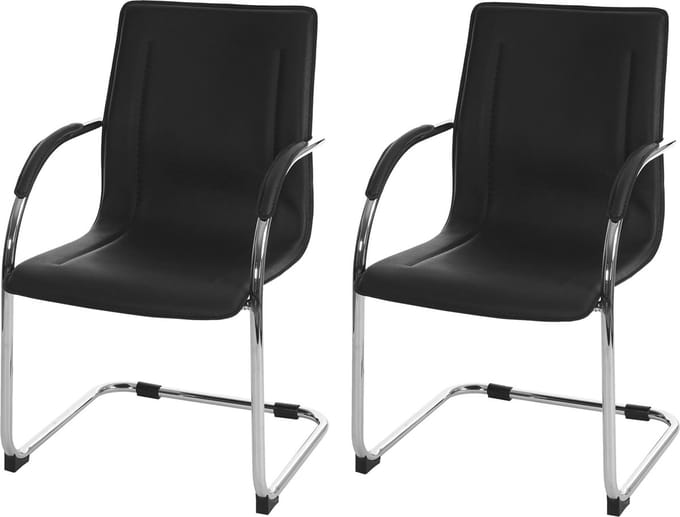 Set van 2 vergaderstoelen Samara, bezoekersstoel sledemodel ~ zwart