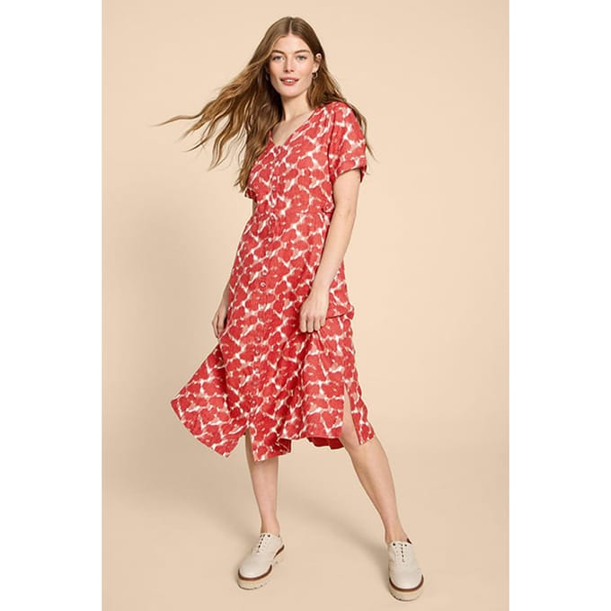White Stuff Ivy Linen Mini Dress Red Printed Taglia: 6 REGULAR | Abiti in T-Shirt Outlet | Donna | Bianco