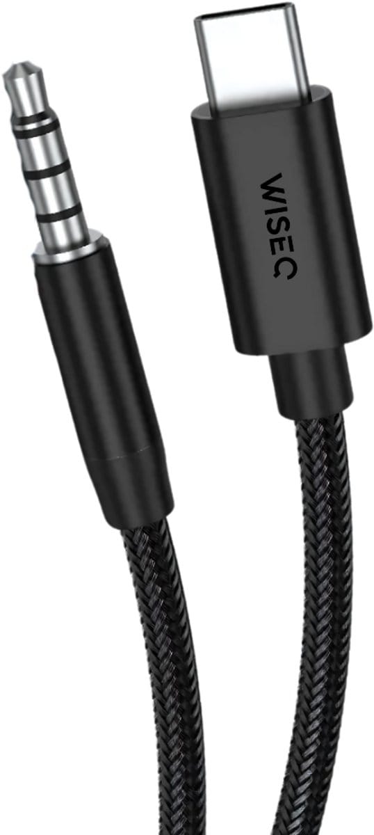 Aux naar USB C - Aux Kabel Geschikt Voor Samsung en iPhone - USB C naar 3.5mm Audiojack - Met Microfoon ondersteuning - 1 Meter - WiseQ