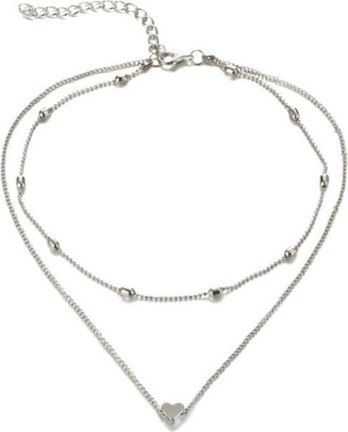 Jumalu ketting choker hartje - zilverkleurig