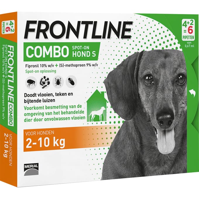 Frontline Combo - Anti vlooien- tekenmiddel - 2-10kg - Hond - 6 pipetten