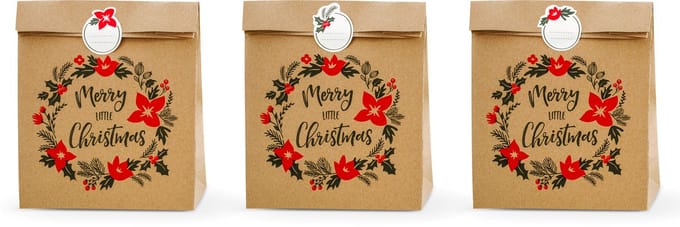 PartyDeco - Gift Bags Merry Little Xmas (3 stuks)