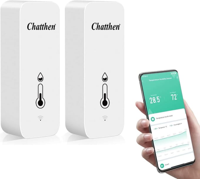 WiFi Thermometer en Hygrometer met Slimme App - Temperatuur en Vochtigheidssensor voor Binnen (Set van 2)