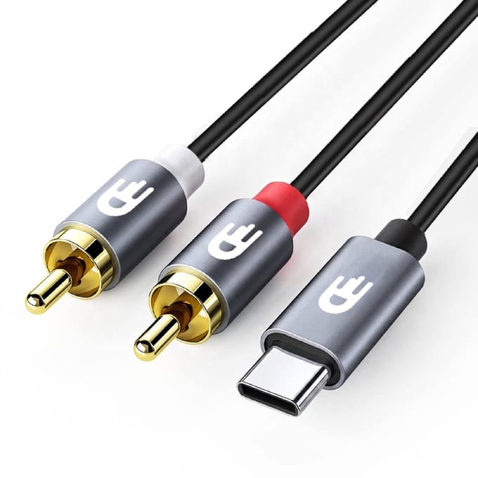Drivv. Premium USB-C naar Tulp Kabel - USB-C naar 2RCA Kabel - Audiokabel - RCA Kabel - PVC - 1 meter