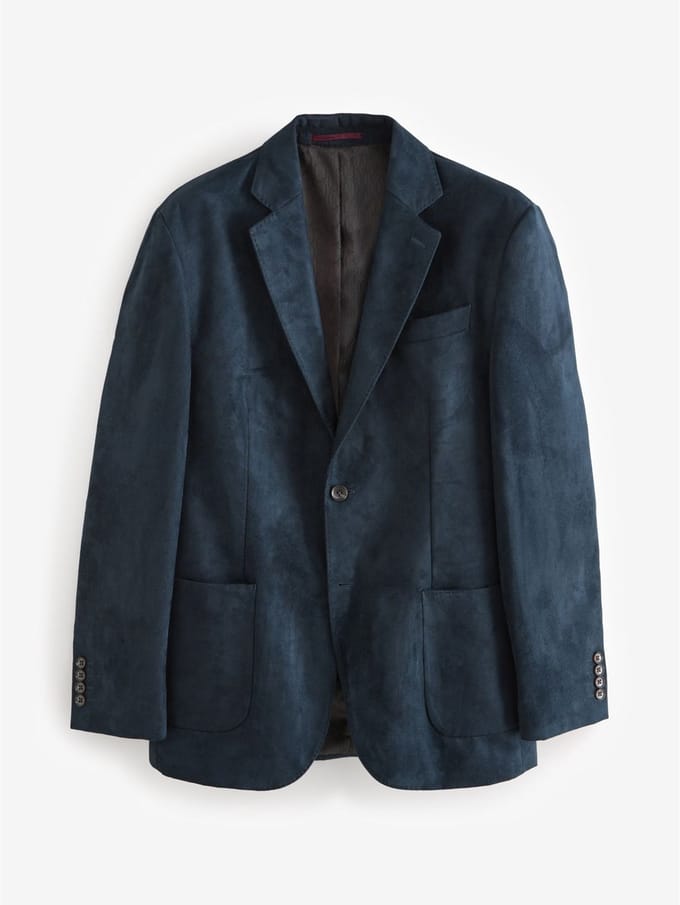 Next - Heren - Blazer van imitatiesuède met standaard pasvorm - Blauw
