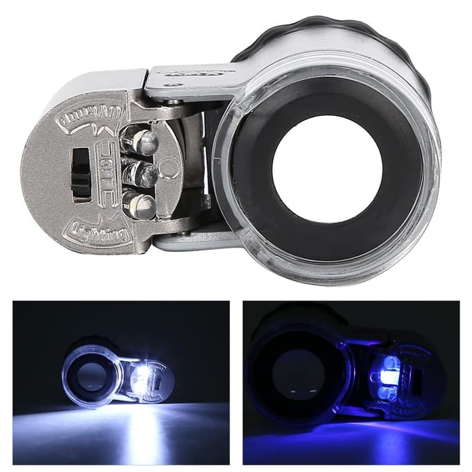 50X Microscoop Vergrootglas Mini Draagbaar met LED Valuta Detectie Licht voor Sieraden Taxatie