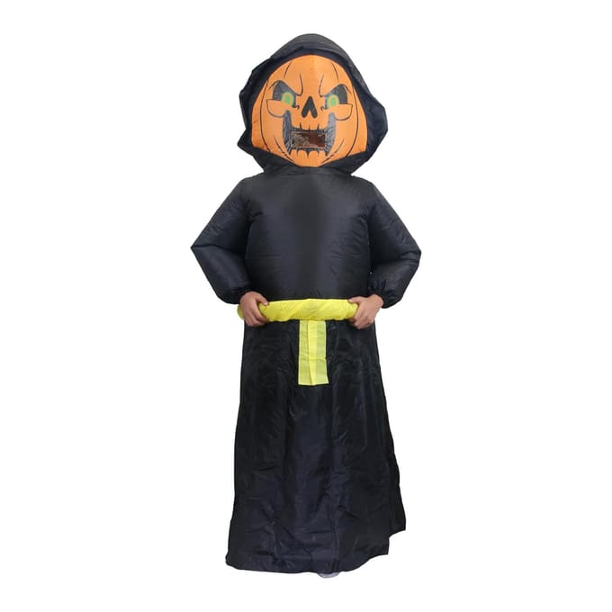 Déguisement Gonflable Sorcier à Tête de Citrouille 150-190cm noir